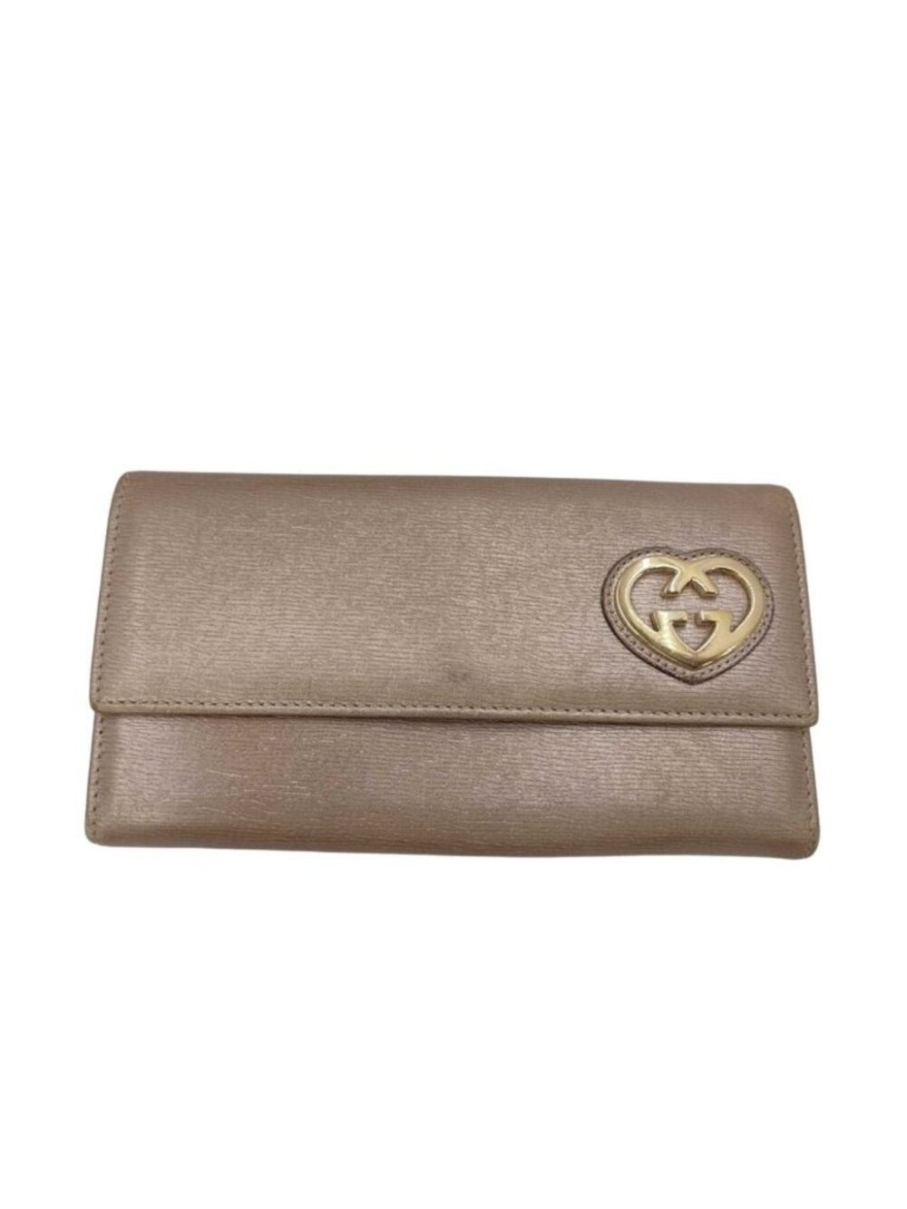 Gucci Wallet Lovely Heart Ping Gold Leather Bifold